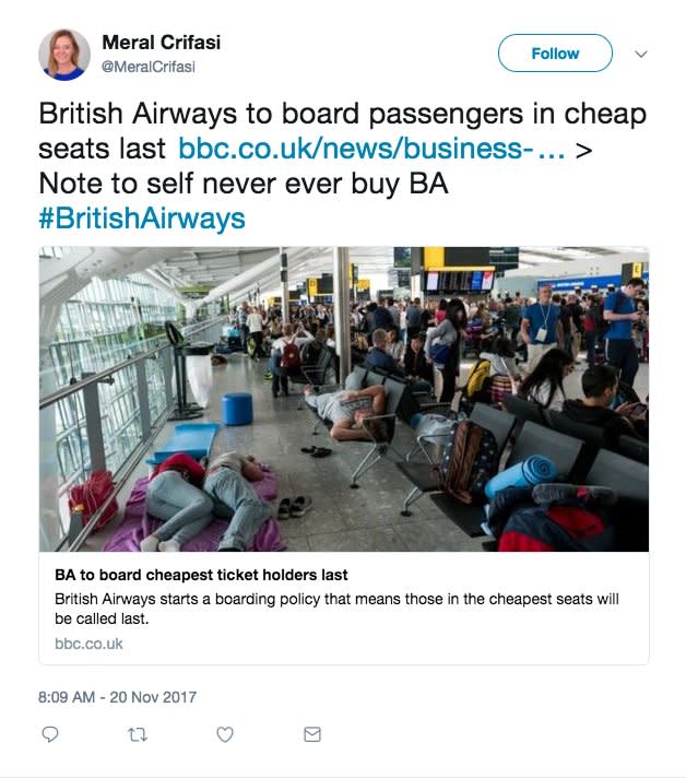 british airways tweet