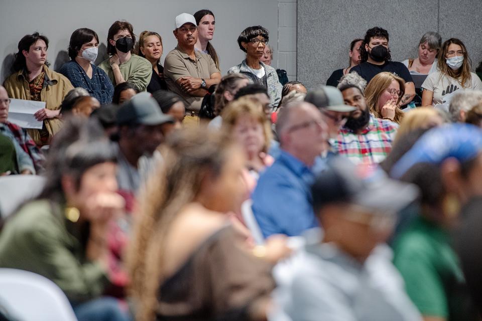 The Housing Authority of the City of Asheville meeting was filled with supporters of the Southside Community Farm, April 24, 2024.