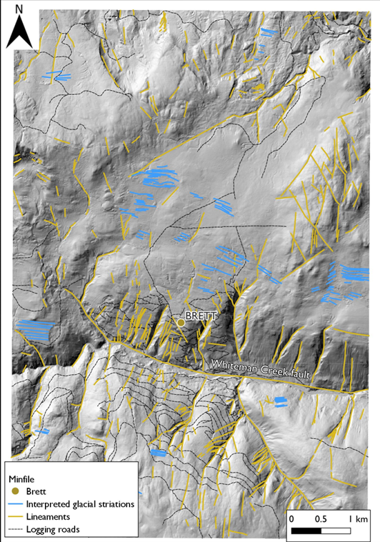 <i>Image showing LiDAR DEM and features identified.</i>