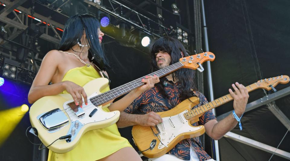 Khruangbin's Laura Lee and Mark Spear perform Friday at the Beach Road Weekend music festival.