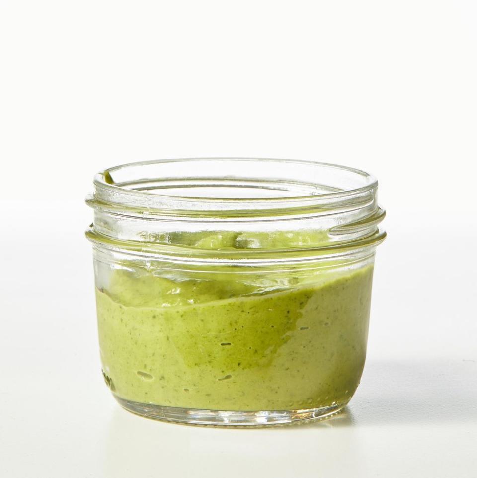 <p>Ditch the mayo and sour cream in favor of creamy avocado for a truly green salad dressing.</p><p><em><a href="https://www.goodhousekeeping.com/food-recipes/a27557745/vegan-green-goddess-dressing-recipe/" rel="nofollow noopener" target="_blank" data-ylk="slk:Get the recipe for Vegan Green Goddess Dressing »;elm:context_link;itc:0;sec:content-canvas" class="link ">Get the recipe for Vegan Green Goddess Dressing »</a></em></p>