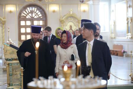 Japan's Princess Takamado visits Orthodox Cathedral in Saransk, Russia June 20, 2018. REUTERS/Artem Artamonov