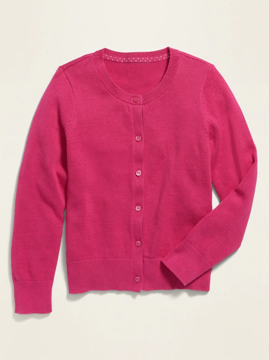 Crew-Neck Button-Front Cardigan