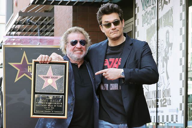 <p>Kevin Winter/Getty</p> Sammy Hagar and John Mayer attend the Walk of Fame Star Ceremony on April 30, 2024 in Hollywood