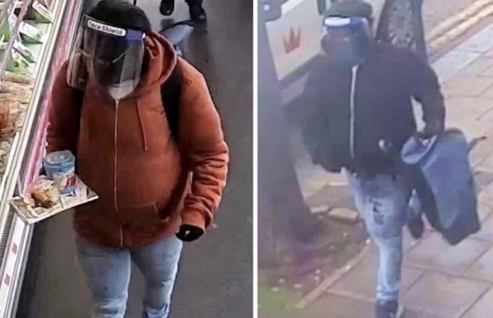 Milad Rouf, 25, is seen in CCTV dressed in disguises.