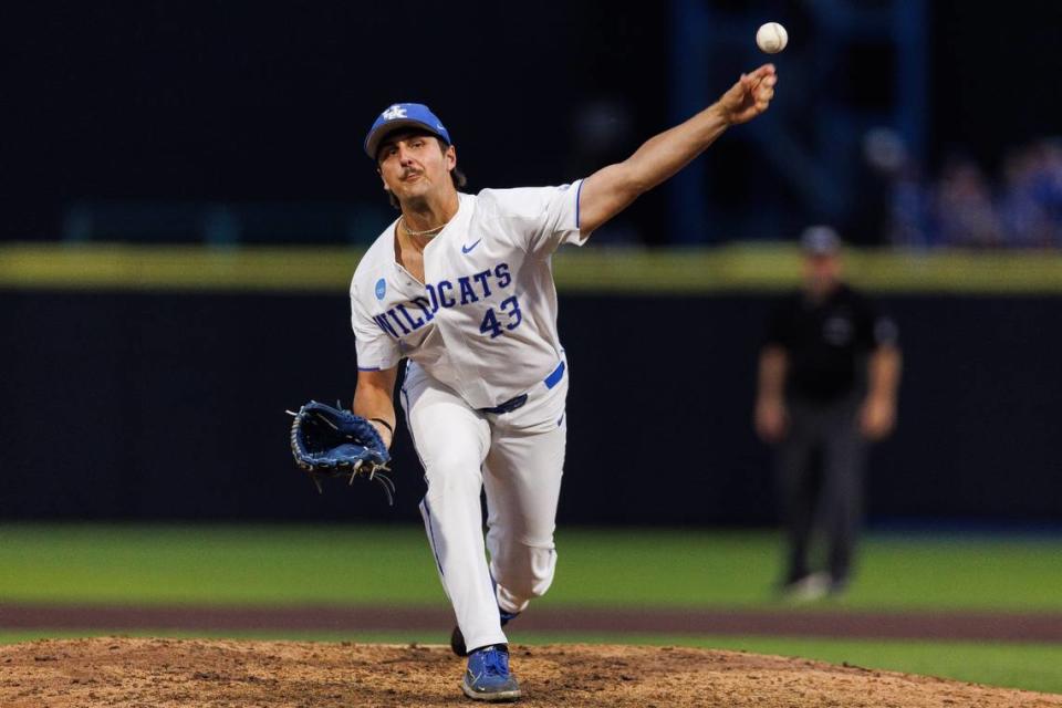 Left-handed reliever Jackson Nove made two scoreless appearances against College World Series opponent Florida earlier in the season.