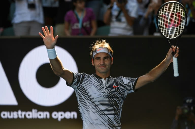 Switzerland's Roger Federer beat Noah Rubin of the United States in straight sets in their second-round match at the Australian Open in Melbourne on January 18, 2017