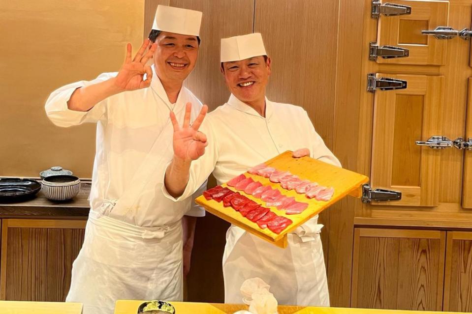 Chef Masahiro Yoshitake, right, holds multiple Michelin stars in Tokyo and Hong Kong. Instagram/ginza_sushi_yoshitake