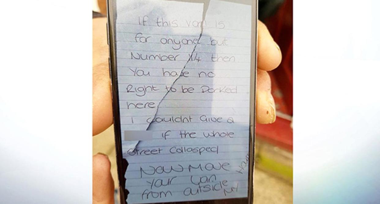 The abusive message left on an ambulance. Pic: West Midlands Ambulance Service