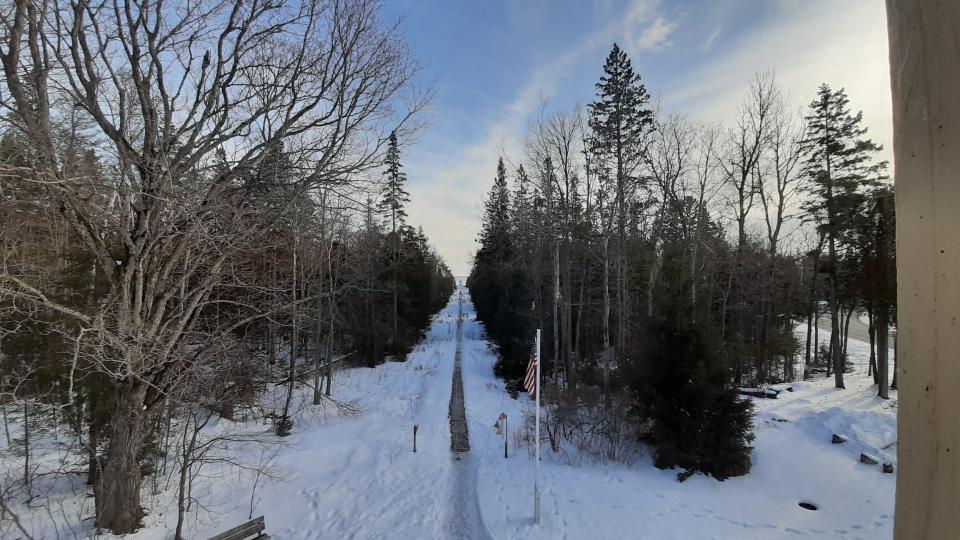 The view to the harbor from the Baileys Harbor Range Lights in The Ridges Sanctuary.