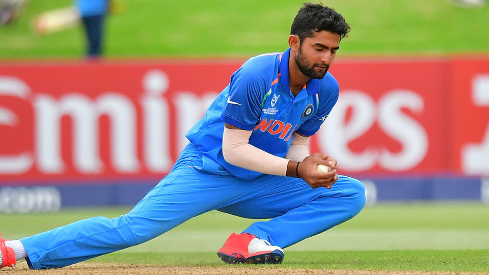 Shiva Singh in action at the U19 World Cup in February. (Photo: MARTY MELVILLE/AFP/Getty Images)