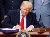 U.S. President Trump hosts signing ceremony for USMCA trade deal at the White House in Washington