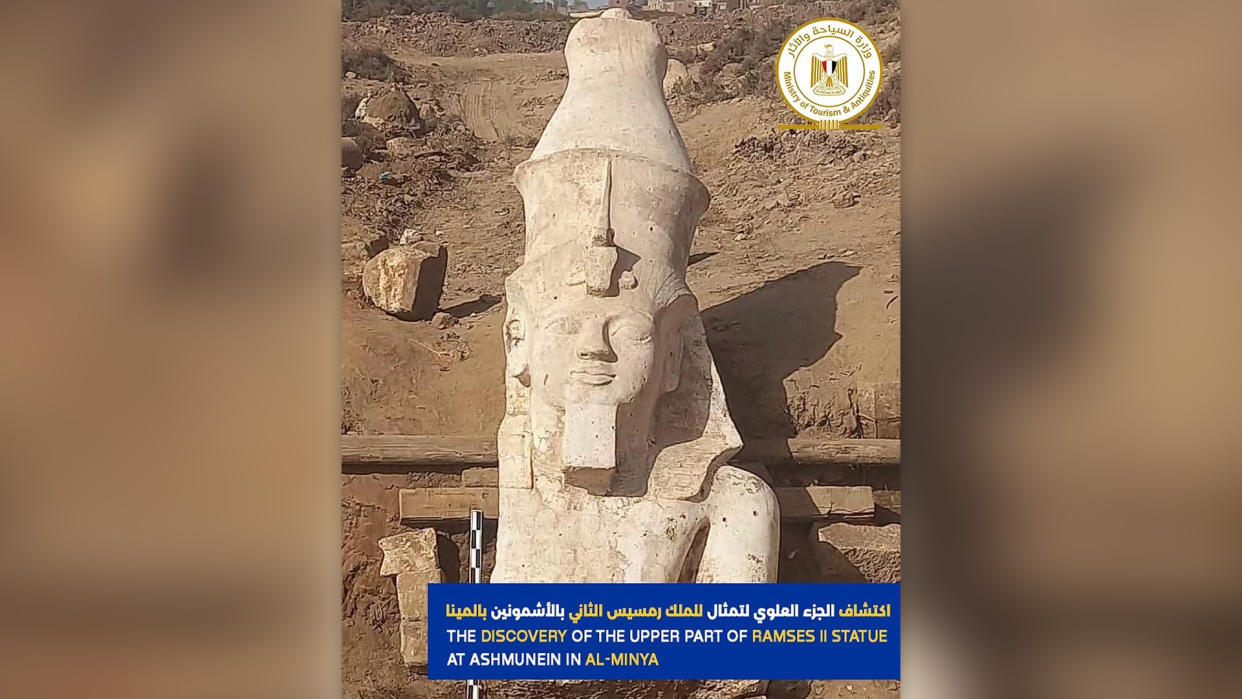  An excavated statue of Ramesses II. 