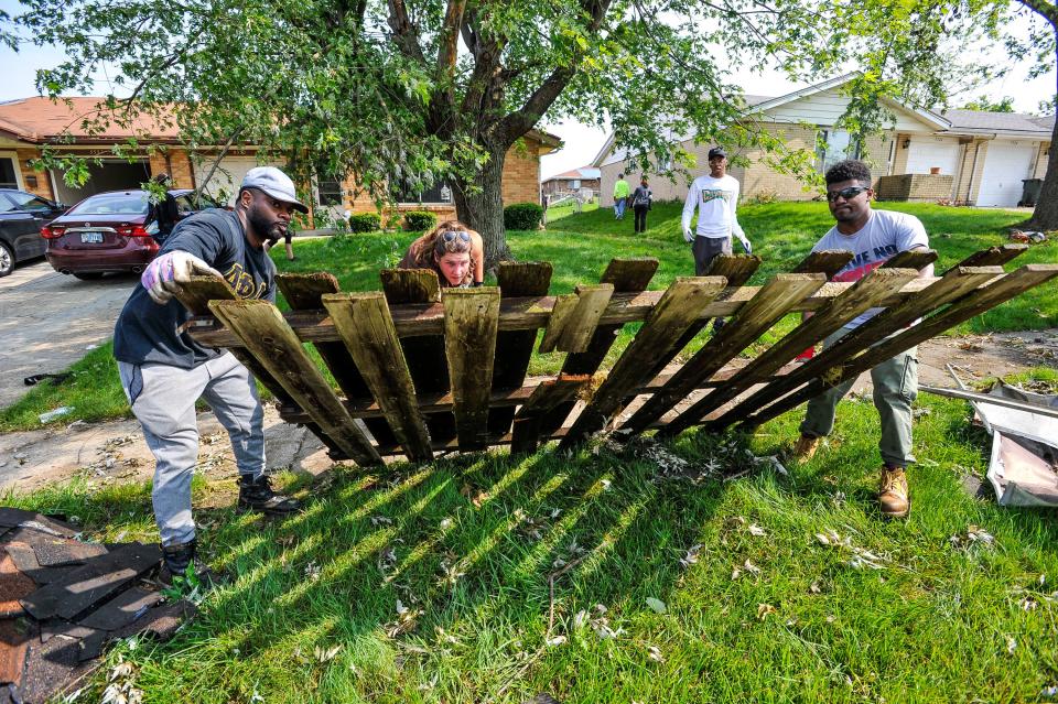 Hundreds gathered at Trotwood-Madison High School to branch out and help those hardest hit by tornadoes in the area. This group was just one of many groups helping. (WHIO File)