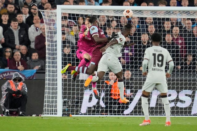 Michail Antonio, second left, headed West Ham ahead