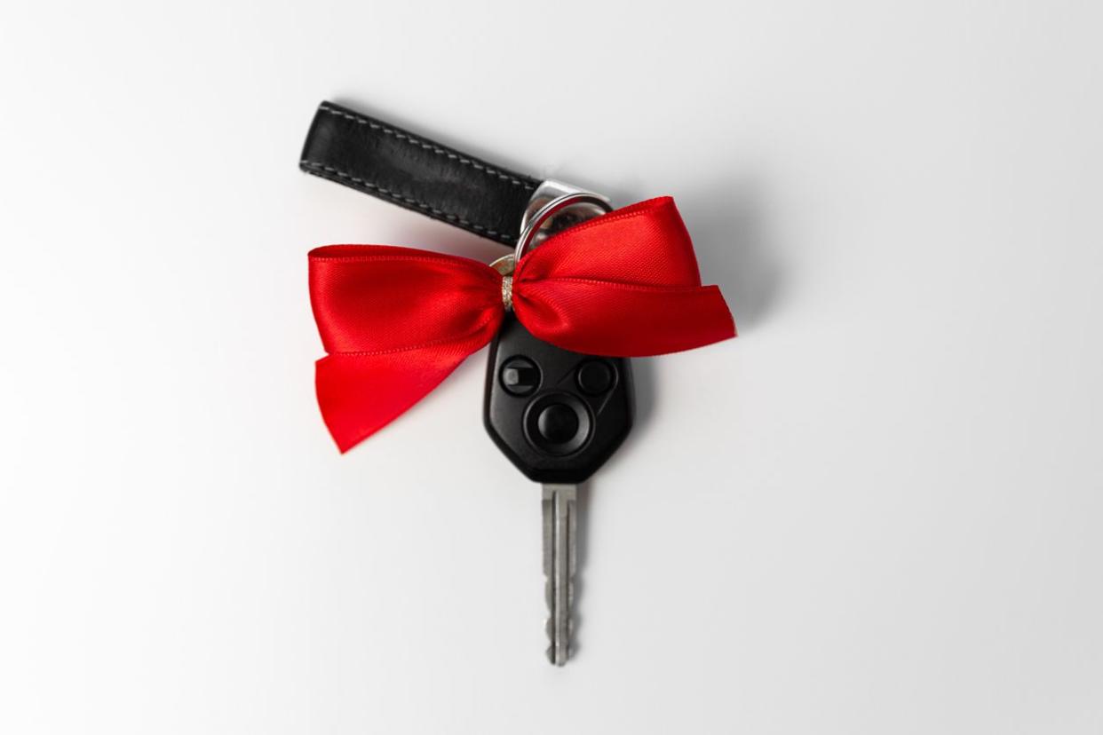 Car keys with red bow