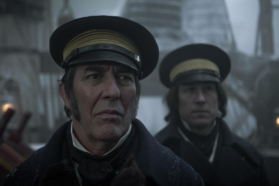 CiaraÌn Hinds as John Franklin, Tobias Menzies as James Fitzjames – The Terror _ Season 1, Episode 1 – Photo Credit: Aidan Monaghan/AMC