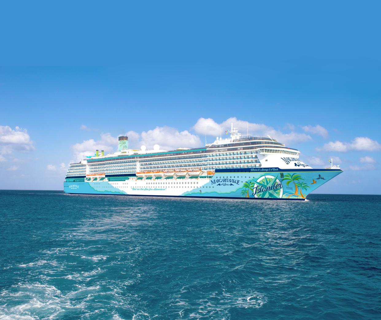Exterior picture of Margaritaville's second ship, the Islander. Much larger than the one based at Port of Palm Beach, the new ship, currently being renovated to reflect the Jimmy Buffett theme, will be based in Port Tampa, offering cruises to Key West and Mexico.