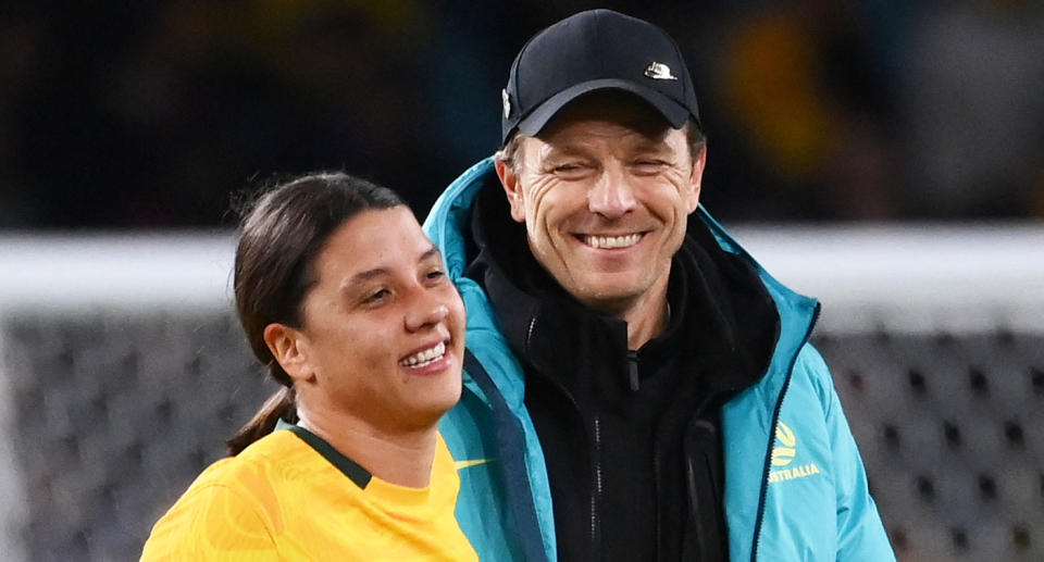 Tony Gustavsson will be without his talismanic Matildas captain Sam Kerr for Australia's Olympic Games campaign in Paris. Pic: Getty