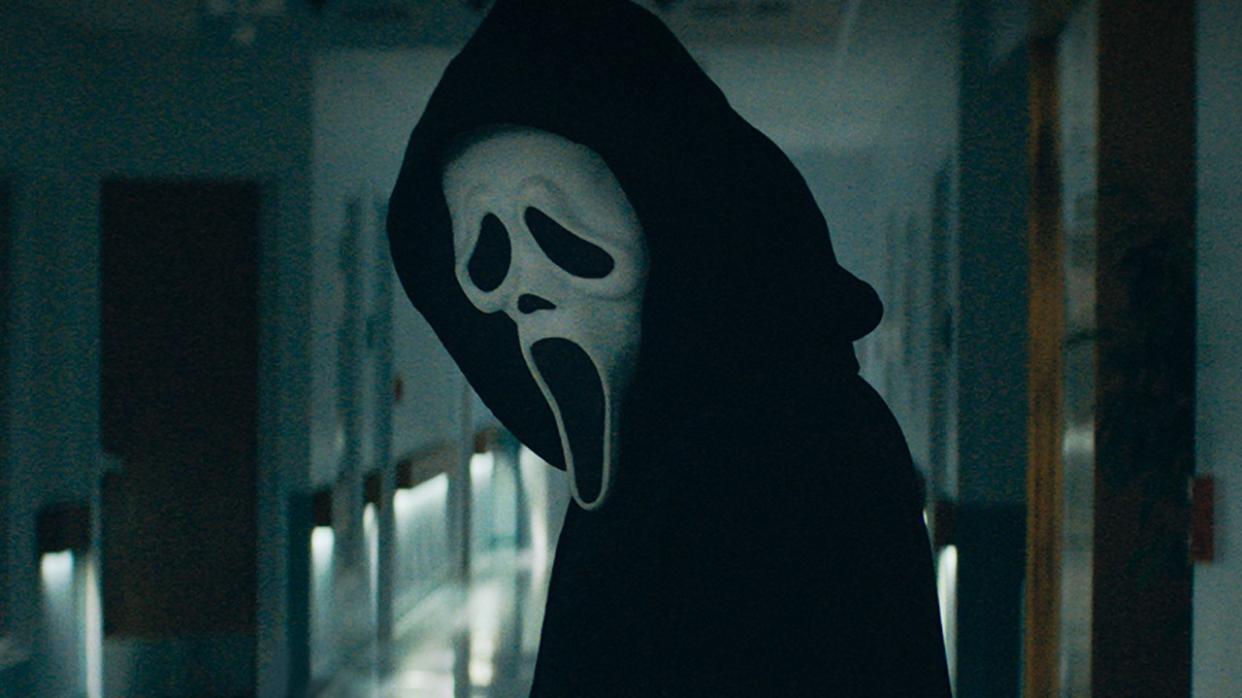  Ghostface is shown on the 2022 movie Scream. 