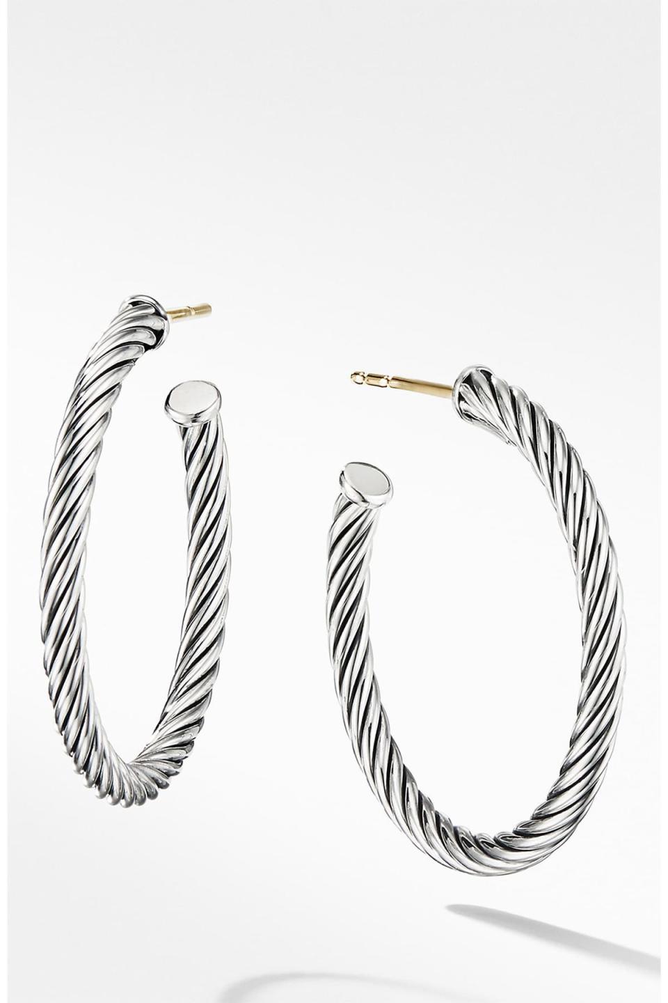 1) Cable Loop Hoop Earrings