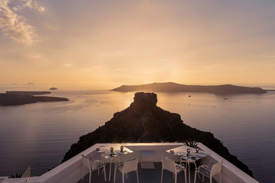 View from a restaurant at the Grace Hotel in Santorini