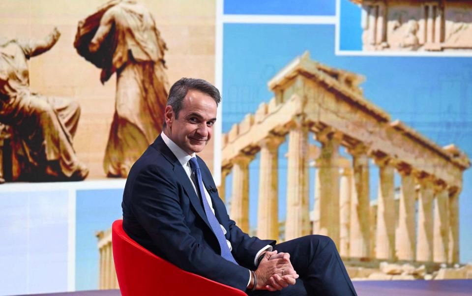 Kyriakos Mitsotakis, the Greek prime minister, appearing on the BBC's Sunday with Laura Kuenssberg