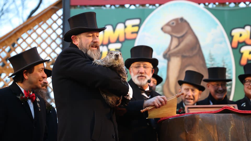 Last year, the apparently immortal and married groundhog Punxsutawney Phil predicted six more weeks of winter. AGAIN?! - Tayfun Coskun/Anadolu Agency/Getty Images