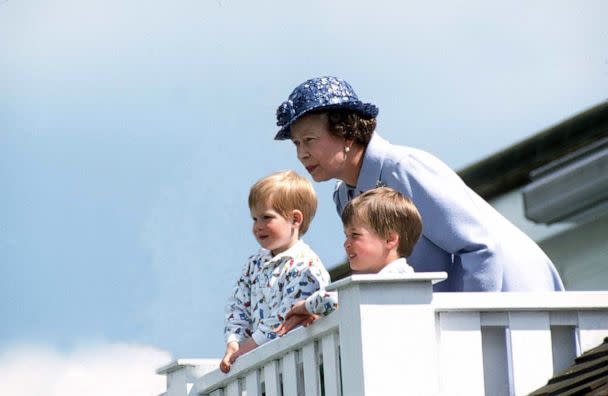 PHOTO: Queen Elizabeth with Prince William and Prince Henry at a polo match. (Tim Graham/Getty Images)