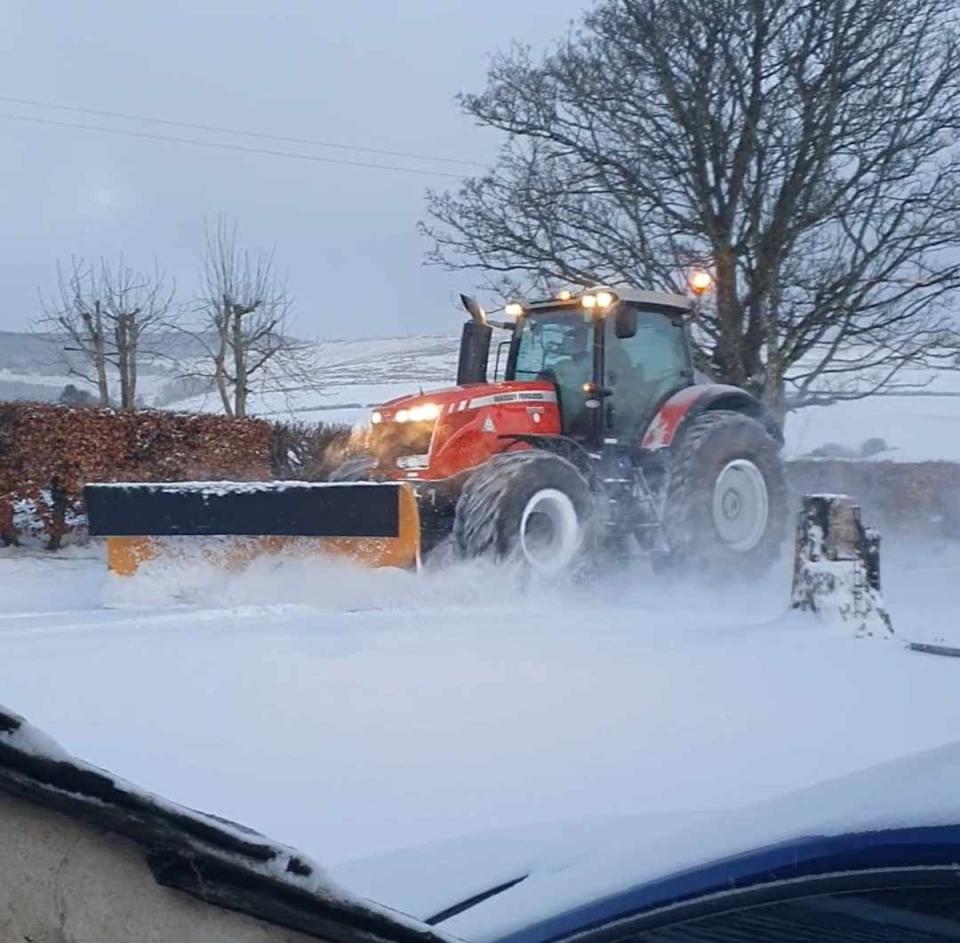 A snow plough battles to clear a road in Aberdeenshire (Supplied)