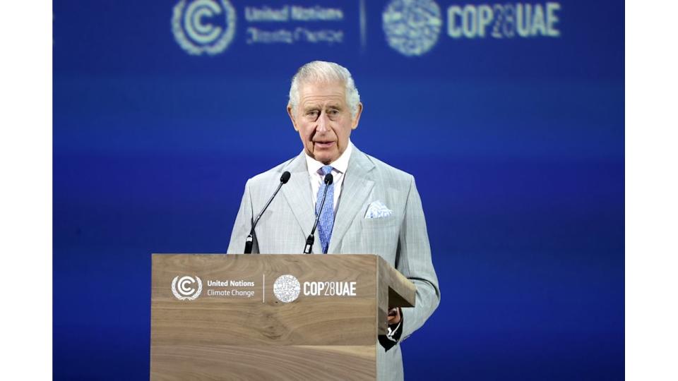 Charles giving a speech at the opening ceremony of the World Climate Action Summit during COP28 in Dubai, United Arab Emirates