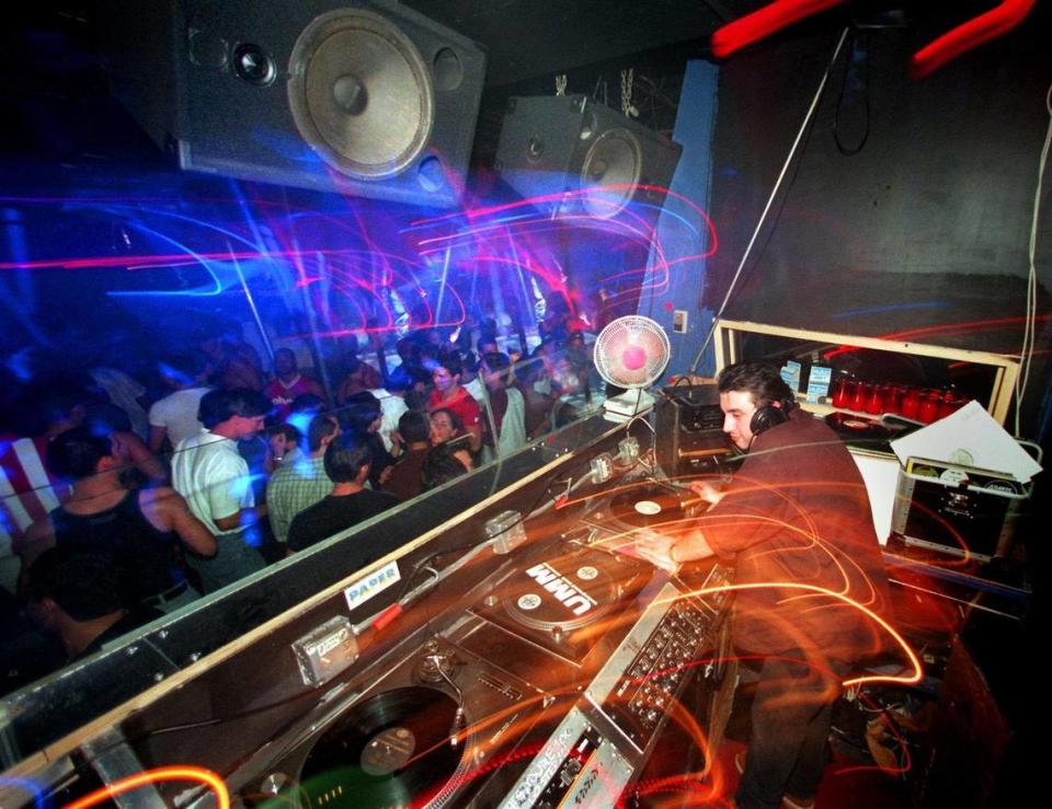 In 1997, “Jazzy M,” a DJ with the Ministry of Sound in London, spins the tunes at Liquid on South Beach.
