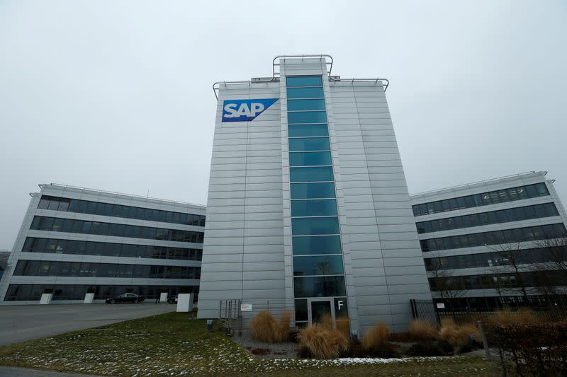 FILE PHOTO: SAP logo at SAP headquarters in Walldorf