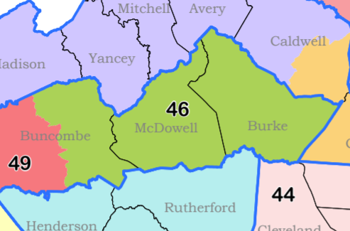 The N.C. State Senate 46th District, which covers eastern Buncombe County, including Black Mountain and Weaverville.