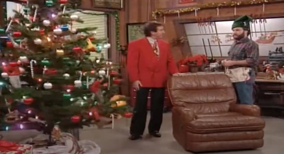 Characters Al Borland and Tim Taylor in a Christmas episode of "Home Improvement"