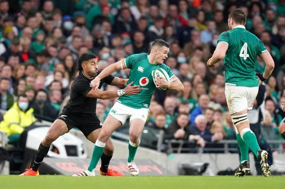 Johnny Sexton, centre, and Ireland savoured victory over New Zealand (Niall Carson/PA) (PA Wire)