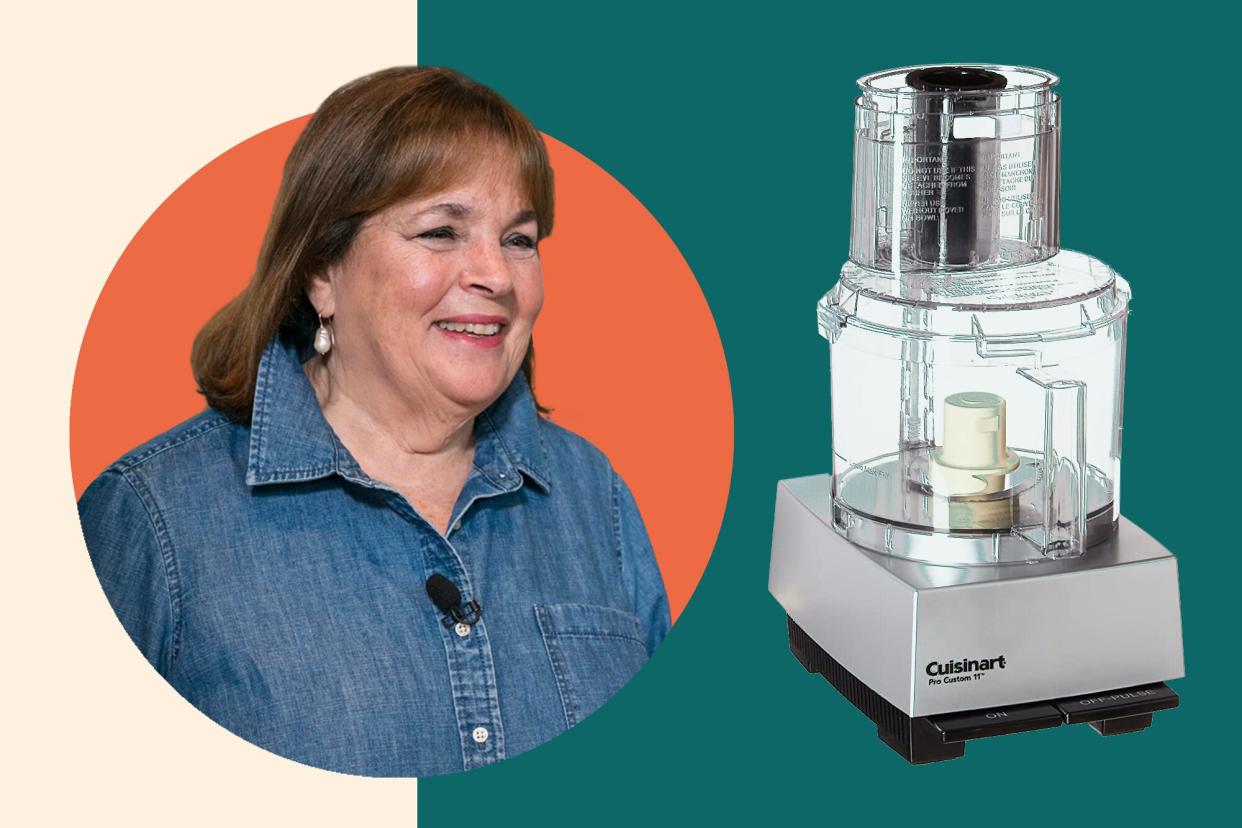 Ina Garten portrait and a Cuisinart food processor