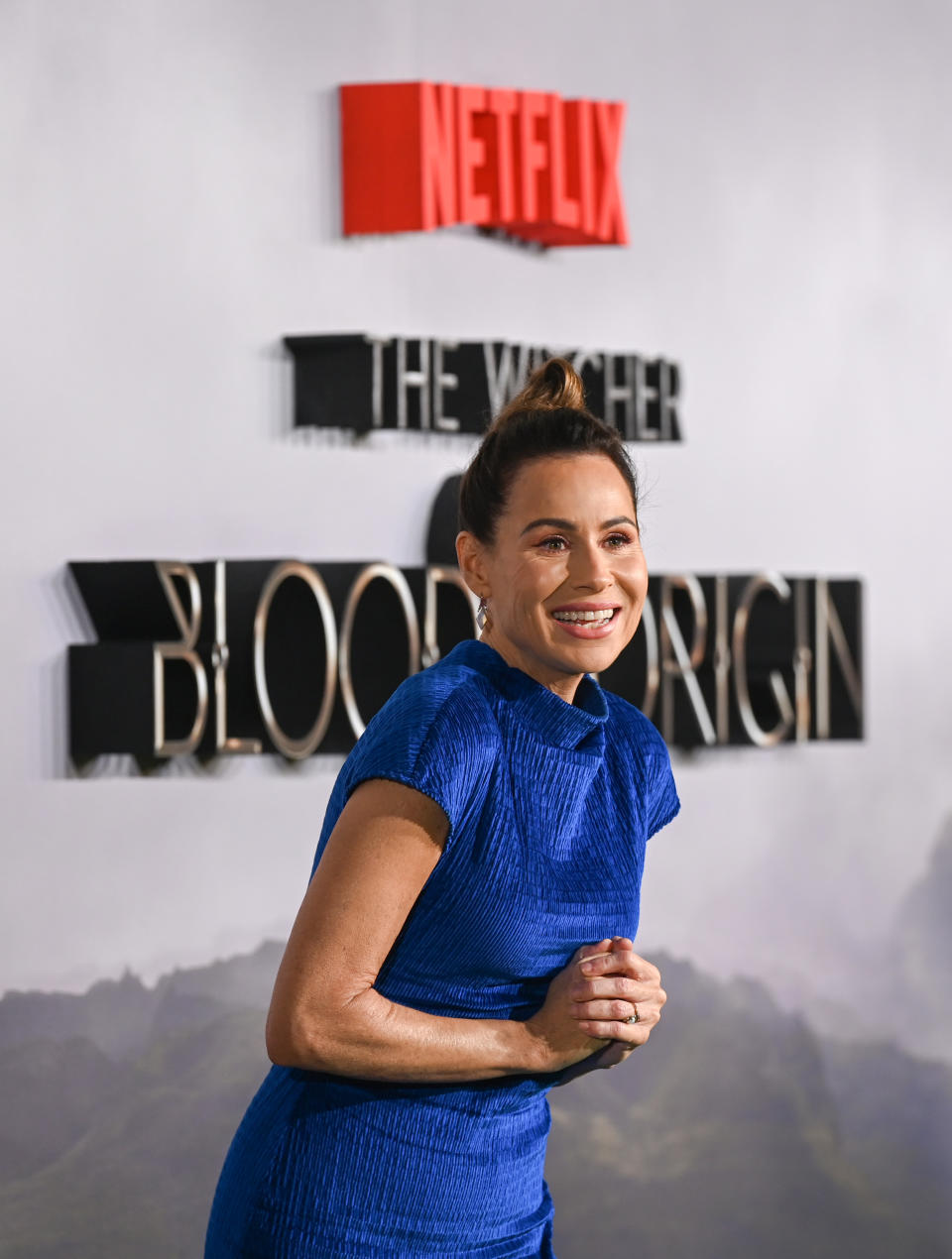 LONDON, ENGLAND - DECEMBER 12:  Minnie Driver attends the London premiere of Netflix's 