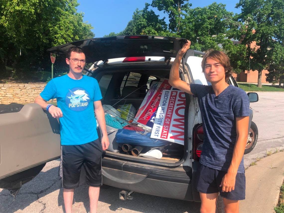 Jason Nolan, 28, and Luke Bouldin, 20, were working at Emmanuel Baptist Church Tuesday and said their supervisor told them to remove campaign signs per election rules. According to state law, it is illegal to “electioneer” or campaign inside a polling site or within 250 feet of the entrance. 