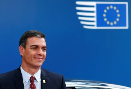 Spain's Prime Minister Pedro Sanchez arrives at a European Union leaders summit in Brussels