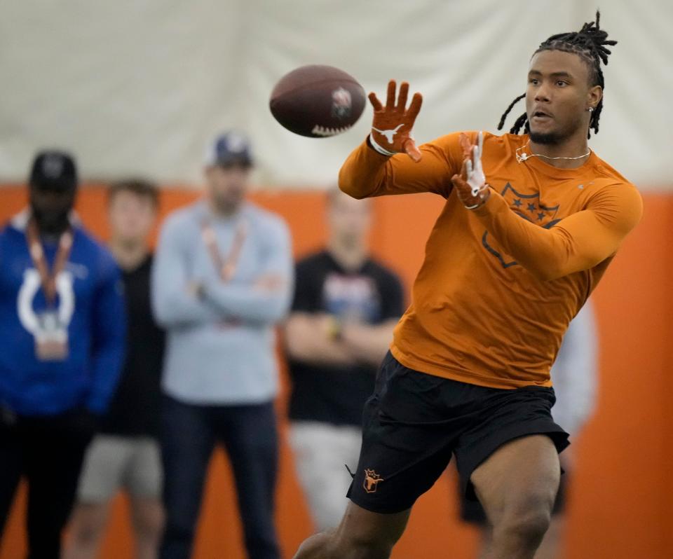 Former Texas wide receiver Adonai Mitchell brings deep speed to the Indianapolis Colts.