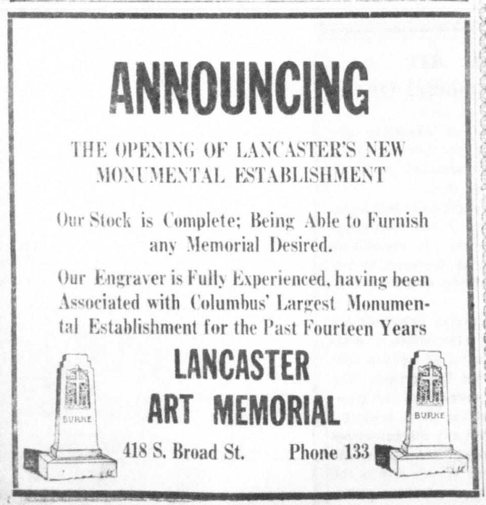 This ad appeared in the Daily Eagle on 15 Sept. 1933 to announce the opening of Lancaster Art Memorial at 418 S. Broad Street.