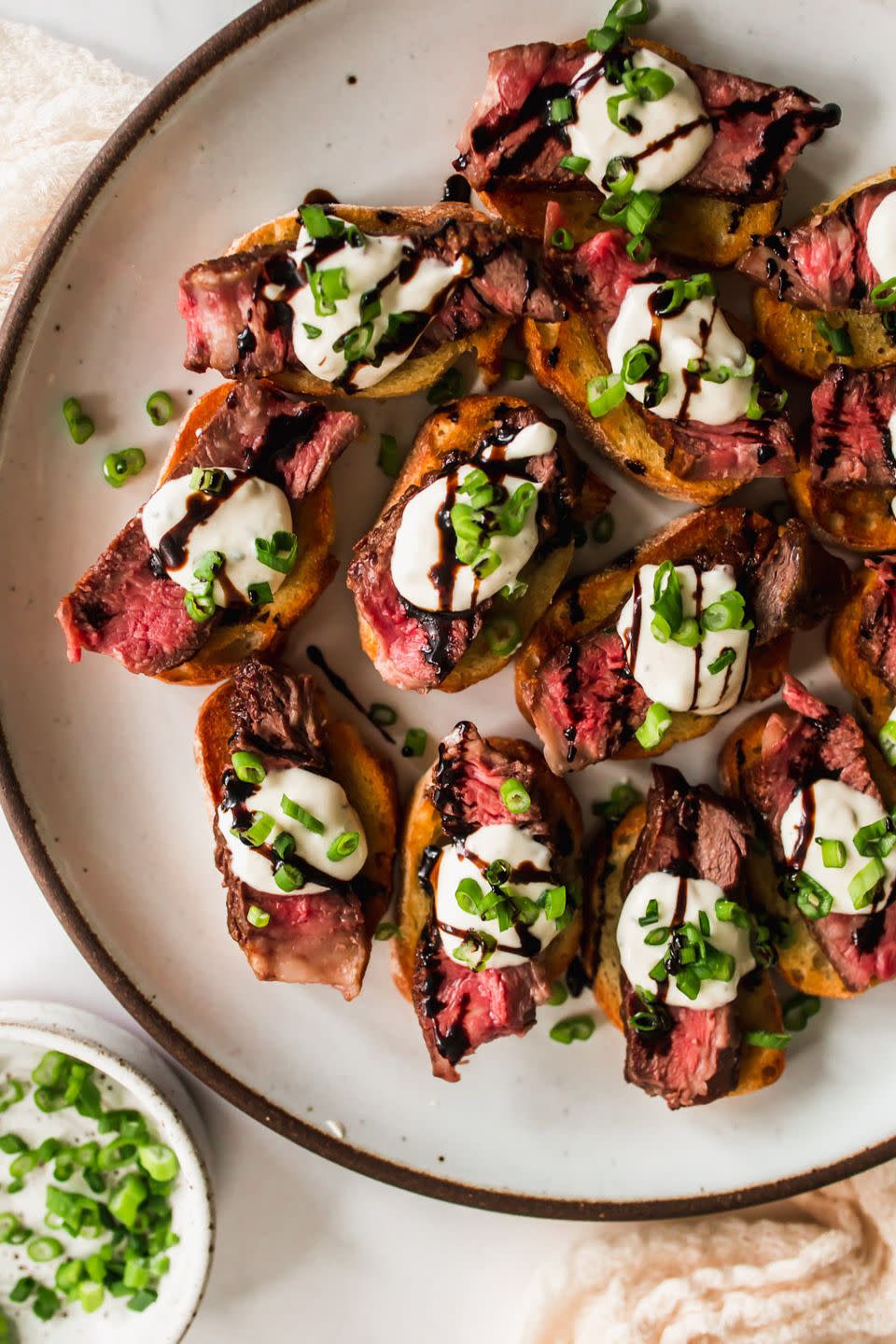 Ribeye Steak Crostini with Horseradish Sauce