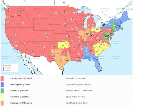 Here's the broadcast map for Dolphins vs. 49ers in Week 12