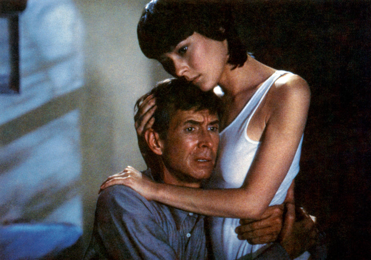Meg Tilly and Perkins in a scene from Psycho II. (Universal/courtesy Everett Collection)