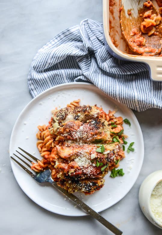 Cheesy Chicken Parmesan Pasta Bake