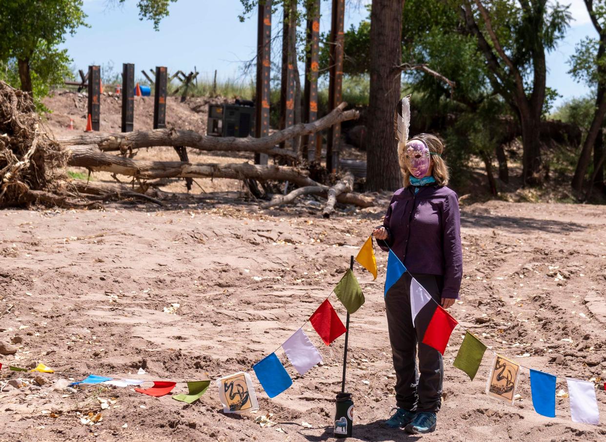 Hands Across the River Coalition, Inc., along with other environmental and human rights groups, came to protest a border wall construction occurring across San Pedro River international crossing between U.S. and Mexico. Scientists and advocates worry that structure across the riverbed will block migrating animals and lead to dangerous flooding during the monsoon. The San Pedro is one of the last undammed rivers in the Southwests, and its headwaters begin just south of the border in Mexico.