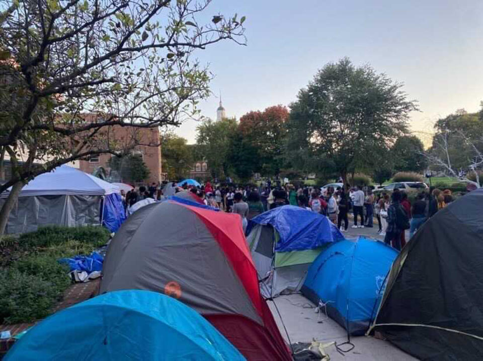 Students told TODAY temporarily living outside in tents is better than living in the residential halls riddled with rats, mold and flooding. (Courtesy Chandler Robinson)