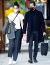 <p>Katie Holmes and boyfriend Emilio Vitolo Jr. enjoy the fall weather in N.Y.C. on Monday. </p>