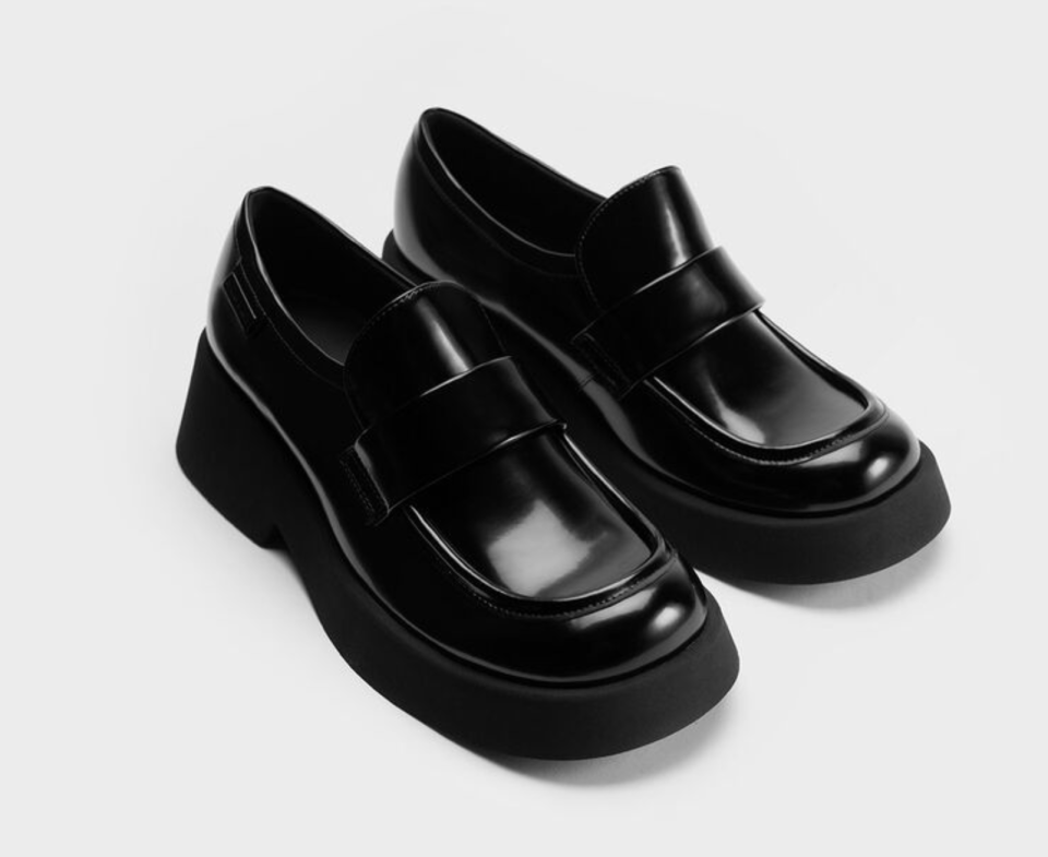 A photo of Charles & Keith Giselle Strap Chunky Loafers - Black Box. (PHOTO: Charles & Keith)